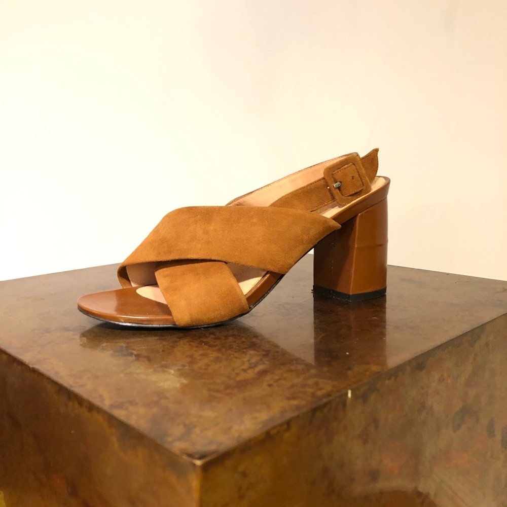 Robert Clergerie Suede Crossover Sandals Heels